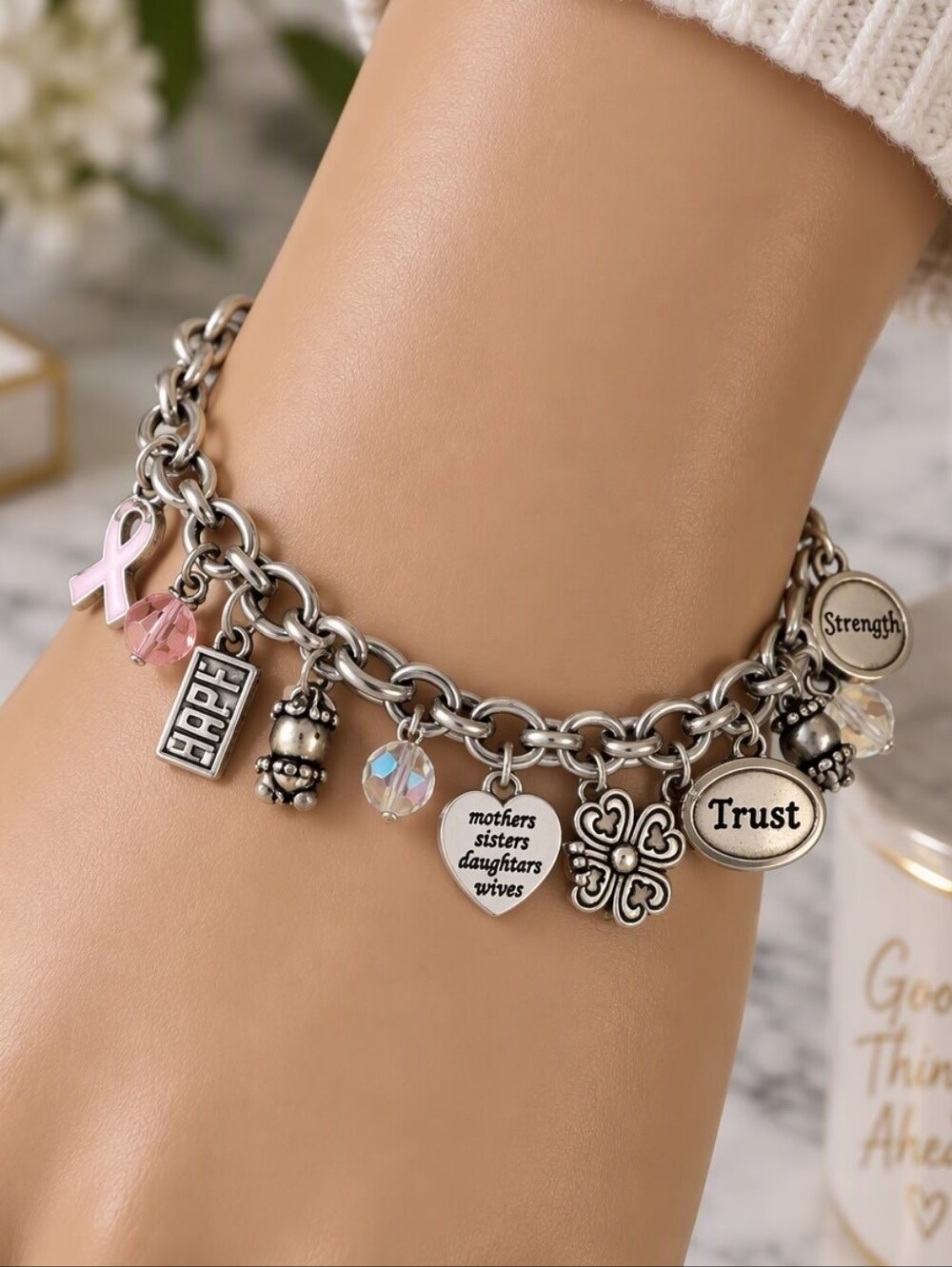 Vintage Brighton Charm Bracelet – Silver-Tone Multi-Charm Bracelet